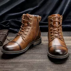 Botas Retro para hombre talla 7 ~ 13, botas de cuero cómodas a la moda para primavera 2023 - comprar en línea