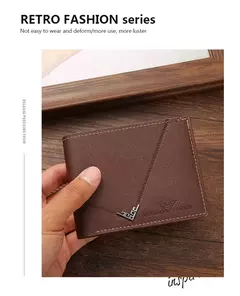 Cartera delgada con Clip para dinero para hombre, tarjetero para tarjetas de crédito, tarjetero informal de cuero para hombre, monederos cortos con múltiples tarjeteros, billetera plegable para hombre de negocios