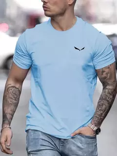 Camiseta de manga corta con cuello redondo informal ajustada con estampado de aves 100% algodón de talla grande de verano para hombre