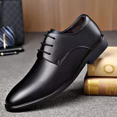 Zapatos de cuero genuino con cordones para hombre, calzado Formal de negocios, corte bajo, rendimiento coreano, boda - buy online