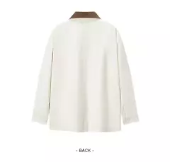 Semir-abrigo de longitud media para mujer, chaqueta holgada con cuello de PANA con bloqueo de Color, estilo Retro, bordado, a la moda, novedad de otoño, 2024 - Eleganzie