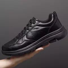 Zapatos de cuero de negocios para hombre, mocasines suaves, zapatos casuales cómodos para hombre, zapatillas de deporte blancas y negras sólidas de otoño para hombre - online store