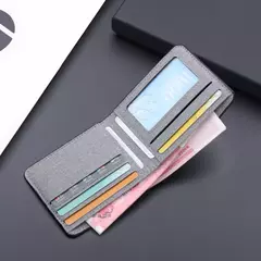 Cartera de lona a la moda para hombre, monedero corto, funda para tarjetas de crédito, tarjetero negro/azul/gris, monedero para hombre, soporte para banco 2023 - comprar en línea