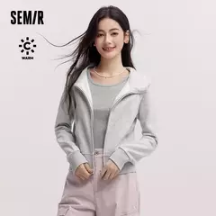 Semir abrigo mujer manga corta raglán Petite moda 2024 nueva chaqueta con capucha ajustada de lana de invierno Casual en internet