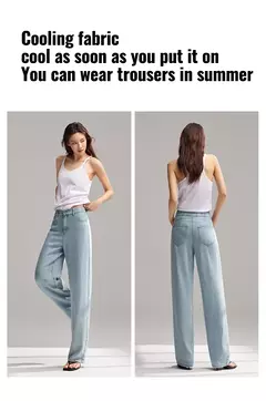 Semir Jeans Mujer Pantalones largos con cintura elástica 2024 nueva versión de verano pantalones de pierna ancha con sensación fresca - comprar en línea