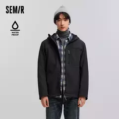 Chaqueta Semir para hombre, ropa de abrigo con capucha repelente al agua, forro polar, Top de primavera 2021, Color sólido, versátil