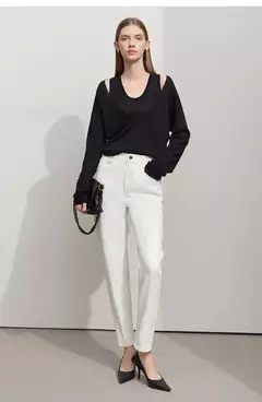 Amii 2025 primavera Casual Slim mujeres Jeans pantalones elásticos de cintura algodón Jeans cónicos moda alta calidad DenimTrousers 12541126 - comprar en línea