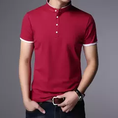Polo informal de negocios para hombre, camiseta de manga corta, Top de algodón sólido cómodo y transpirable de verano - online store