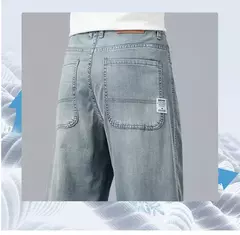 2025, nuevo verano, pantalones vaqueros ultrafinos de Lyocell para hombre, tela suave drapeada, pantalones vaqueros informales rectos sueltos, pantalones elásticos de seda helada para hombre - tienda en línea
