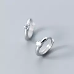 Pendientes de Aro Geométricos de Plata 925 con Circón – Minimalismo en Oro Rosa