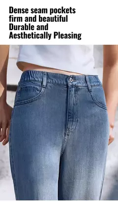 Semir Jeans Mujer Pantalones largos con cintura elástica 2024 nueva versión de verano pantalones de pierna ancha con sensación fresca - tienda en línea