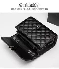 Imagen de Lingge-Bolso de hombro cuadrado para mujer, bolso de cadena con detalle acolchado, bandolera completa, cartera abatible