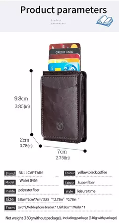 Bullcaptain-tarjetero para hombre, billetera con bloqueo RFID, caja de aluminio protegida, billeteras de cuero con Clip para dinero, tarjetero - comprar en línea