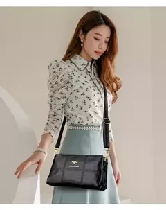 Bandolera de cuero suave con hilo de dos capas, bolso cruzado de lujo para mujer, bolsos pequeños a cuadros para mujer y bolso de mano, bolso principal - comprar en línea