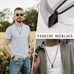 Vnox Collar de rombo para hombre, colgante geométrico de acero inoxidable con cadena de caja ajustable, collar minimalista clásico simple - tienda en línea