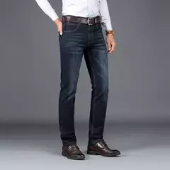 SULEE-pantalones vaqueros elásticos de estilo europeo y americano para hombre, vaqueros de lujo, ajustados, rectos, azul profundo - online store