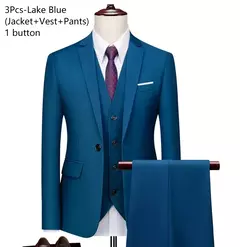 Trajes para hombres elegantes, Blazers de 3 piezas, 2 conjuntos, chaquetas de boda, chaleco, pantalones, moda de lujo, traje completo clásico, traje Formal 2025 - tienda en línea