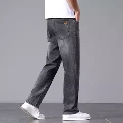Pantalones vaqueros nuevos para hombre en primavera y verano 2025, algodón elástico de alta calidad, tubo recto suelto, pantalones elásticos de algodón a la moda 28-40
