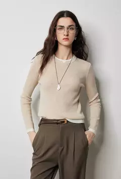 TOYOUTH-suéter de punto de lana para mujer, Jersey falso de dos piezas de Color contrastante, ajustado, otoño e invierno, 2024 - Eleganzie