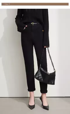 Amii 2025 primavera Casual Slim mujeres Jeans pantalones elásticos de cintura algodón Jeans cónicos moda alta calidad DenimTrousers 12541126 - tienda en línea