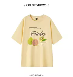 Semir-Camiseta de manga corta para mujer, Top de longitud media con hombros caídos, holgado e informal, con estampado de frutas y letras, novedad de verano 2024 - tienda en línea
