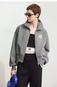Imagen de Amii-abrigo corto informal con cremallera para mujer, sudadera holgada de cuello alto, chaqueta deportiva de calle, Otoño, 2024, 12443222