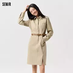 Vestido Semir para mujer, solapa con abertura, Vintage, primavera 2025, nuevo vestido de trabajo que se acepta la cintura