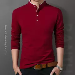 Camiseta polo de manga larga informal de negocios para hombre, camiseta transpirable cómoda de verano para ocasiones formales - Eleganzie