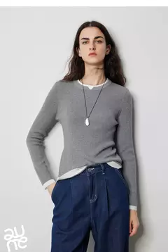 TOYOUTH-suéter de punto de lana para mujer, Jersey falso de dos piezas de Color contrastante, ajustado, otoño e invierno, 2024 - Eleganzie