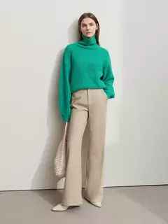 AMII-pantalones minimalistas de punto en espiga para mujer, pantalón de pierna ancha de cintura alta, informal, para ir al trabajo, invierno, 2024 12444064 - buy online