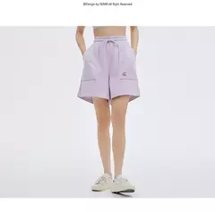 Imagen de Semir-pantalones cortos deportivos de punto para mujer, Pantalón de pijama informal, holgado, a la moda, para verano