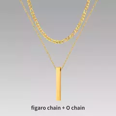 Vnox Collares de barra vertical 3D para hombres, colgante geométrico de acero inoxidable en capas, cadena cubana de cuerda de trigo en capas, collar para niño en internet