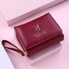 Cartera triple de moda clásica para mujer, almacenamiento de tarjetas y monedas, informal, para estudiantes, pequeña y grande capacidad