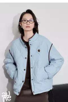 TOYOUTH-abrigo grueso de algodón para mujer, chaqueta elegante con empalme de Color contrastante y cuello de solapa de manga larga para invierno 2024 - tienda en línea