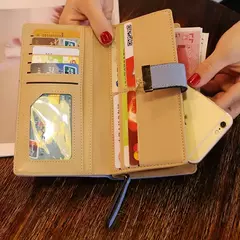 Cartera de moda para mujer, monedero de cuero PU para teléfono, bolsa de hojas huecas para mujer, bolso de mano para mujer, tarjeteros, carteras largas - tienda en línea