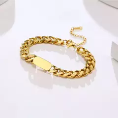 Imagen de Vnox Pulseras de cadena cubana para hombre y mujer, pulsera de eslabones de acero inoxidable de 7,5 mm, joyería de personalidad simple ajustable