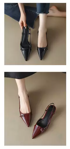 2024 nuevos zapatos de vestir de verano para Mujer, Sandalias de charol sin cordones con punta en pico, Sandalias con hebilla, tacones medios, Sandalias para Mujer - online store