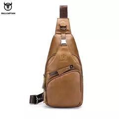 Bolso BULLCAPTAIN, bolso de pecho de cuero genuino, bolso cruzado informal de estilo a la moda para hombre, equipaje de negocios de cuero de gran capacidad para hombre - Eleganzie