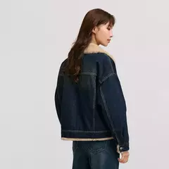 Imagen de Semir-chaqueta vaquera de retales para mujer, chaqueta acolchada con solapa de piel de conejo de imitación, holgada, invierno, 2024
