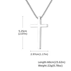 Vnox Collares cruzados para hombres y mujeres, colgante de cruz gruesa de acero inoxidable de color negro y plateado simple con cadena de caja