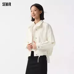 Semir-ropa de abrigo para mujer, chaqueta holgada con hombros caídos y cuello levantado, nueva chaqueta con estampado de letras, primavera 2024 - comprar en línea