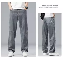 2025, nuevo verano, pantalones vaqueros ultrafinos de Lyocell para hombre, tela suave drapeada, pantalones vaqueros informales rectos sueltos, pantalones elásticos de seda helada para hombre