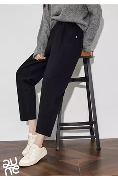 TOYOUTH, pantalones informales de lana para mujer, Otoño Invierno 20224, nueva cintura media, pantalones Harem ajustados y gruesos cálidos hasta el tobillo