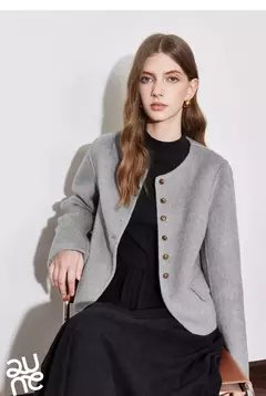 TOYOUTH-abrigo de lana para mujer, chaqueta de lana con botones y un solo pecho, manga larga, oveja, cuello redondo, color gris, otoño e invierno, 2024 - tienda en línea