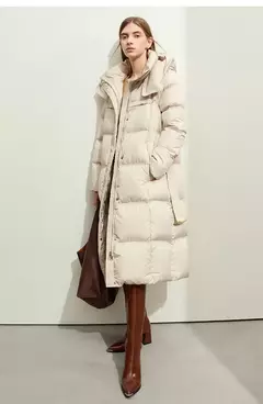 AMII-Abrigo acolchado de plumón minimalista para mujer, abrigo largo con capucha y cinturón, ligero y cálido, ropa de abrigo de moda para invierno, 2023, novedad de 12344187 en internet