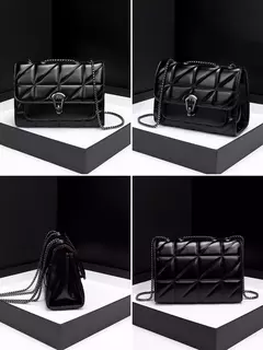 Bolso cruzado diagonal con tapa Retro para mujer, bolso bordado acolchado de cuero PU, bolso de hombro con cadena de diseñador de lujo a la moda