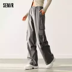 Semir-pantalones informales para mujer, pantalón de pierna ancha con cordón, estilo callejero americano, Individual, moderno y fresco, primavera - comprar en línea