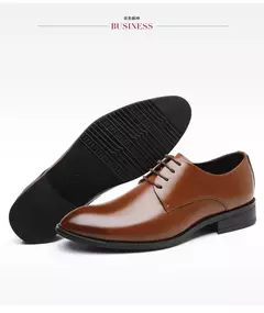 Zapatos de cuero transpirables para hombre, calzado Formal de negocios, Punta puntiaguda, con cordones, para boda, talla grande, Amazon - Eleganzie