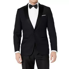 Trajes de esmoquin de lujo hechos a medida para hombres, chaqueta de esmoquin de lana de seda azul Oxford, pantalones de lana negra, traje de esmoquin de boda para novio