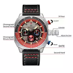 NAVIFORCE, relojes deportivos multifunción resistentes al agua para hombre, reloj de pulsera cuadrado luminoso analógico de cuarzo de marca de lujo de cuero de moda - tienda en línea